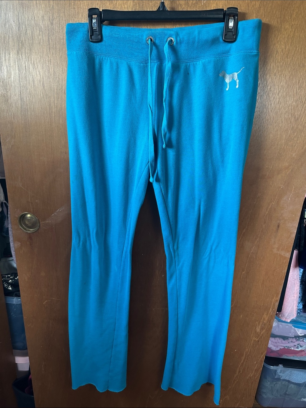 PINK Victoria's Secret Teal Drawstring Track Pants